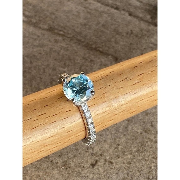 925 BBJ Ring Sterling Silver Aqua Blue Tourmaline & CZs Size 9 4.55g - Picture 5 of 12